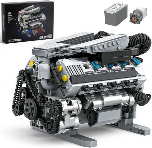 مجموعة نماذج محرك V8 التي تعمل، مجموعة بناء محرك V8 صغيرة قابلة للجمع من MOC مع محرك، ديكور مكتب المنزل، هدية مثالية لعمر 14+ والكبار، متوافقة مع مجموعة ليغو (931 قطعة) in Saudi Arabia