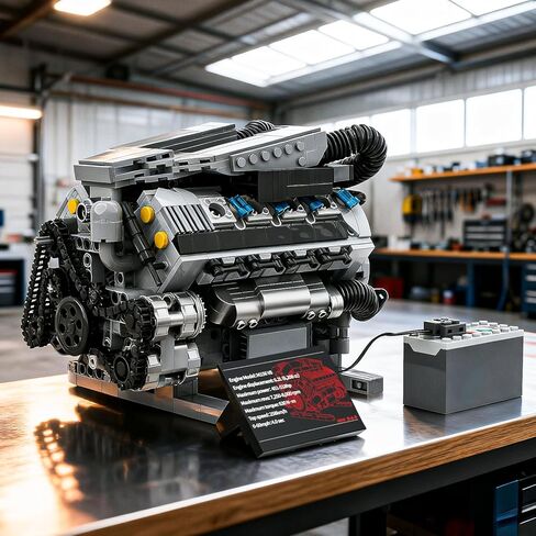 مجموعة نماذج محرك V8 التي تعمل، مجموعة بناء محرك V8 صغيرة قابلة للجمع من MOC مع محرك، ديكور مكتب المنزل، هدية مثالية لعمر 14+ والكبار، متوافقة مع مجموعة ليغو (931 قطعة) in Saudi Arabia