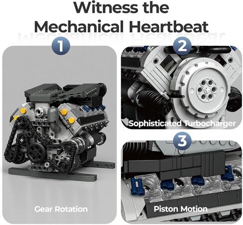 مجموعة نماذج محرك V8 التي تعمل، مجموعة بناء محرك V8 صغيرة قابلة للجمع من MOC مع محرك، ديكور مكتب المنزل، هدية مثالية لعمر 14+ والكبار، متوافقة مع مجموعة ليغو (931 قطعة) in Saudi Arabia