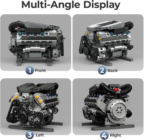 مجموعة نماذج محرك V8 التي تعمل، مجموعة بناء محرك V8 صغيرة قابلة للجمع من MOC مع محرك، ديكور مكتب المنزل، هدية مثالية لعمر 14+ والكبار، متوافقة مع مجموعة ليغو (931 قطعة) in Saudi Arabia