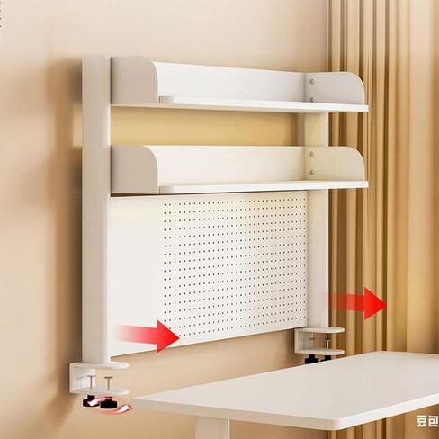 Clamp on Desk Shelf with Pegboard, Black Desktop Bookshelf Organizer Storage Shelves for Home Office Dorm Gaming Desk, Space Saving Tabletop Display Rack Organization (White, 39.3in) in Saudi Arabia