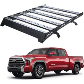 7422440518533 حامل سقف مقاس 63 × 48 بوصة متوافق مع 2022-2025 Toyota Tundra CrewMax (Crew) Cab Black Low Profile Window Frames Cargo Roof سلة الأمتعة مع هدية الرياح in Saudi Arabia
