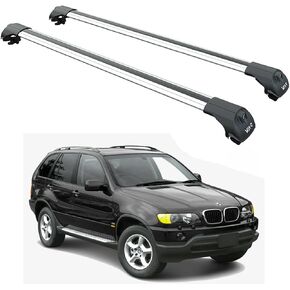 يناسب قضبان السقف BMW X5 المتقاطعة - E70، F15 وG05 مع قضبان السقف المتدفقة (المتكاملة) E53 (السكك الحديدية المرتفعة) غطاء بوزن 330 رطل. قضبان ألومنيوم على شكل حرف T قابلة للقفل بدون مثقاب (أسود، E53(2007-13/قضيب مرتفع)) in Kuwait