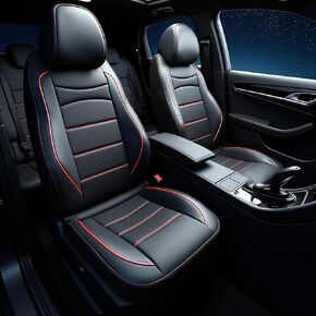 Seat Covers Fit for Volvo S60 2001-2019 Leather Full Set Car Seat Protector with Airbag Compatible(5 Seats, Redline) in Saudi Arabia