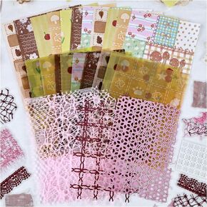 شبكة أوراق منسوجة من Diuhofart للحرف اليدوية، مجموعة من 2 ملصقات ورقية مجوفة مزخرفة لسجل القصاصات، 46 قطعة من مواد مجمعة لمستلزمات المجلات غير المرغوب فيها، كتاب القصاصات in Kuwait