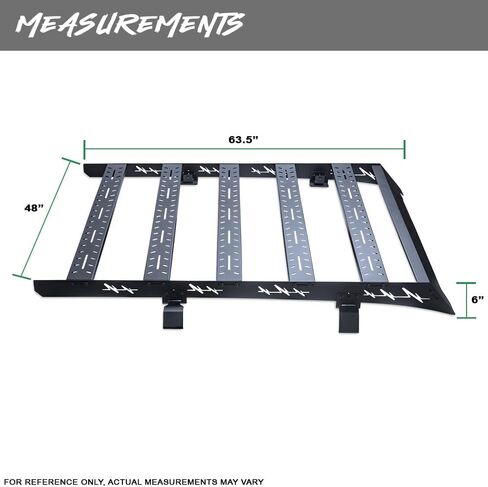 7422440518533 حامل سقف مقاس 63 × 48 بوصة متوافق مع 2022-2025 Toyota Tundra CrewMax (Crew) Cab Black Low Profile Window Frames Cargo Roof سلة الأمتعة مع هدية الرياح in Saudi Arabia