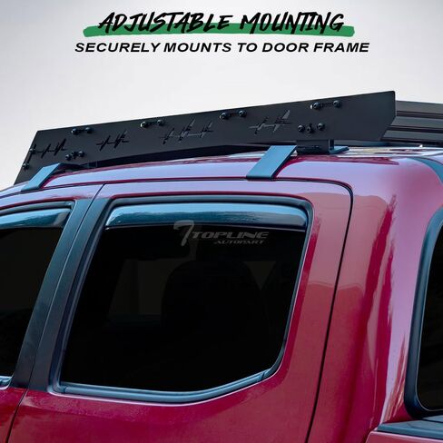 7422440518533 حامل سقف مقاس 63 × 48 بوصة متوافق مع 2022-2025 Toyota Tundra CrewMax (Crew) Cab Black Low Profile Window Frames Cargo Roof سلة الأمتعة مع هدية الرياح in Saudi Arabia
