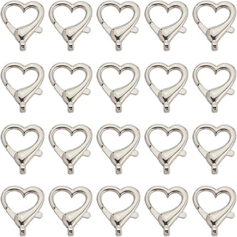 SUNNYCLUE 1 Box 30Pcs Silver Heart Lobster Clasp Metal Claw Clasps Bulk Alloy Love Hearts Shaped Fastener Curved Lanyard Snap Swivel Clasp for Jewelry Making Bracelet Necklace DIY Crafts Accessories in Saudi Arabia