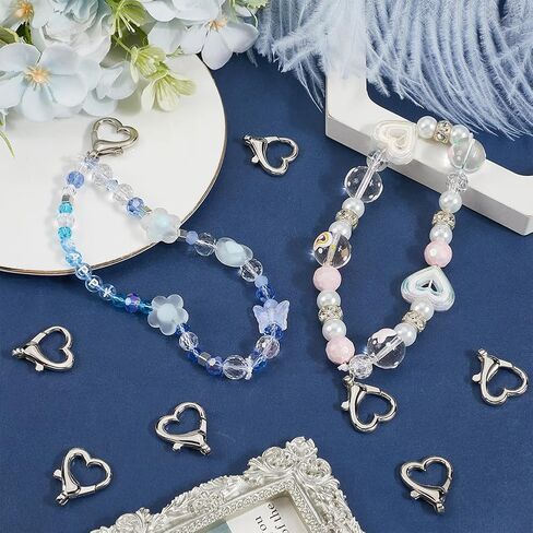 SUNNYCLUE 1 Box 30Pcs Silver Heart Lobster Clasp Metal Claw Clasps Bulk Alloy Love Hearts Shaped Fastener Curved Lanyard Snap Swivel Clasp for Jewelry Making Bracelet Necklace DIY Crafts Accessories in Saudi Arabia