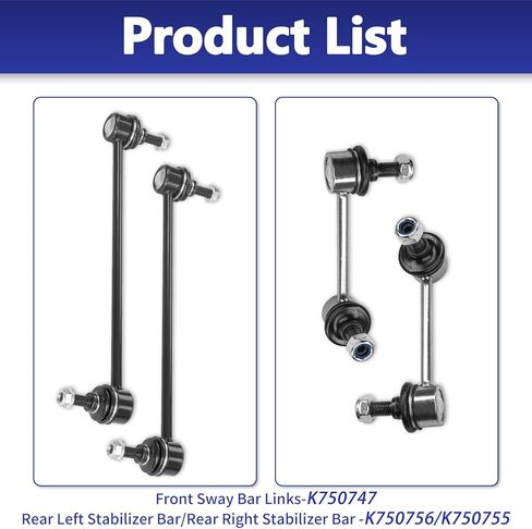 Sway Bar Link K750747 K750756 K750755 4pcs Front and Rear Sway Bar End Stabilizer Links for 2015 2016 2017 Chrysler 200 in Saudi Arabia