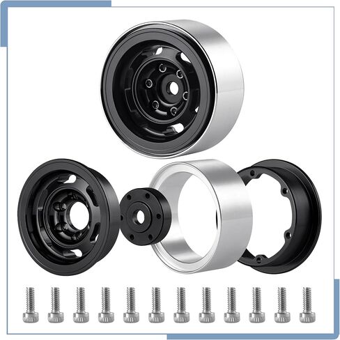 عجلات RC 1.0 Beadlock من سبائك الألومنيوم 1.0 عجلات 4 قطع لعجلات TRX4M ترقيات عجلات SCX24، أسود in Saudi Arabia