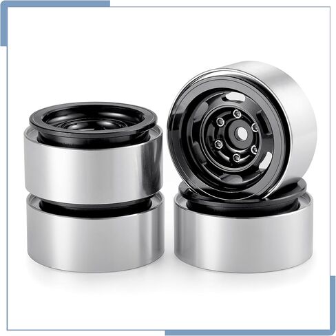 عجلات RC 1.0 Beadlock من سبائك الألومنيوم 1.0 عجلات 4 قطع لعجلات TRX4M ترقيات عجلات SCX24، أسود in Saudi Arabia