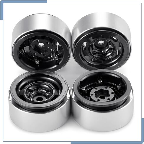 عجلات RC 1.0 Beadlock من سبائك الألومنيوم 1.0 عجلات 4 قطع لعجلات TRX4M ترقيات عجلات SCX24، أسود in Saudi Arabia