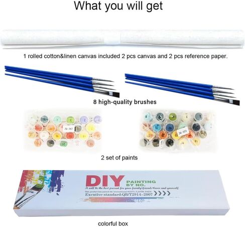 PSENIW Paint by Numbers Kit for Adults Beginners,Cat DIY Acrylic Watercolor Oil Painting Color Box,Starry Night Cat Painting 12" Wx16 L 2 Pack Canvas in Saudi Arabia