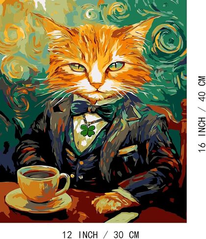 PSENIW Paint by Numbers Kit for Adults Beginners,Cat DIY Acrylic Watercolor Oil Painting Color Box,Starry Night Cat Painting 12" Wx16 L 2 Pack Canvas in Saudi Arabia