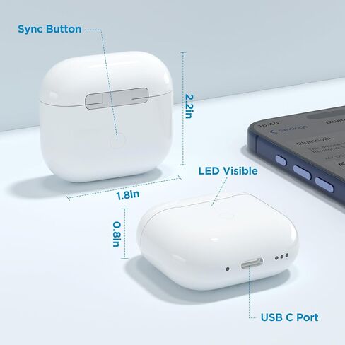 Wireless Charging Case Compatible for Air Pods 1st & 2nd, Charging Case for Air Pods 1/2 Generation Charger Case with Bluetooth Pairing Sync Button 450 mAh Built-in Battery,(No Earbuds) in Saudi Arabia