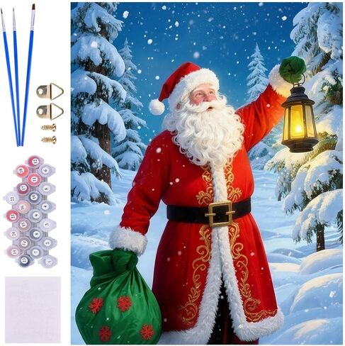 ACIOPPL Christmas Santa Paint by Numbers for Adults Beginner Winter Easy Paint by Number Kits on Canvas Xmas Santa Claus Oil Painting Canvas Xmas DIY Oil Painting for Gift Home Wall Decor 16 x 20 Inch in Saudi Arabia