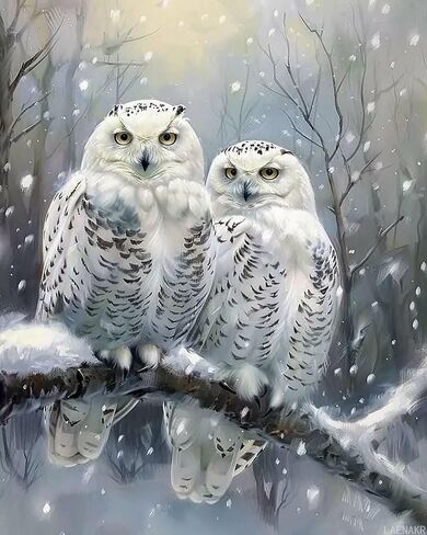 LAENAKR Owl Paint by Numbers Kit for Adults Winter Paint by Numbers, DIY Hobbies for Women Adult Crafts Canvas Paintings with 3 Brushes and Accessoriess, Home Wall Decor Gifts 16x20in Without Frame in Saudi Arabia