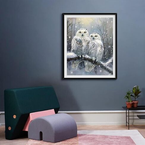 LAENAKR Owl Paint by Numbers Kit for Adults Winter Paint by Numbers, DIY Hobbies for Women Adult Crafts Canvas Paintings with 3 Brushes and Accessoriess, Home Wall Decor Gifts 16x20in Without Frame in Saudi Arabia