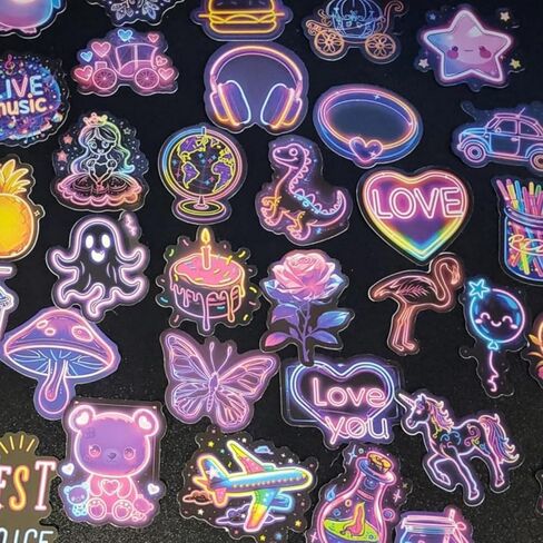 50Pcs Neon Stickers - Cool Graffiti Decals for Water Bottle, Suitcase, Bicycle, Notebooks, Scrapbooking, Ideal for DIY Craft & Classroom Reward in Saudi Arabia