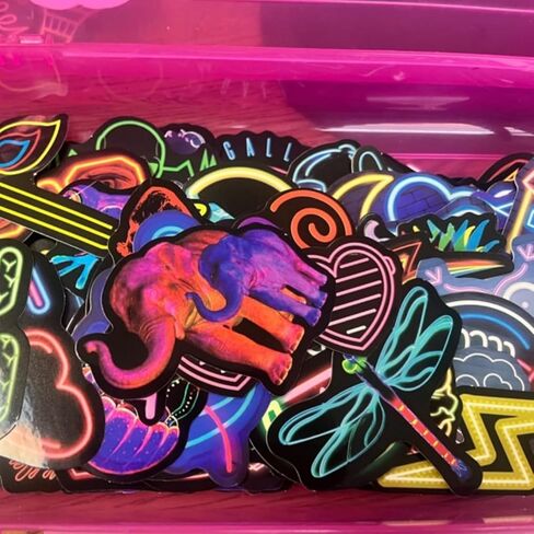 50Pcs Neon Stickers - Cool Graffiti Decals for Water Bottle, Suitcase, Bicycle, Notebooks, Scrapbooking, Ideal for DIY Craft & Classroom Reward in Saudi Arabia