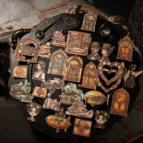 90 جهاز كمبيوتر شخصى الشرير موضوع خمر القصاصات ملصقات، Steampunk Gear ملصقات مقاومة للماء للمراهقين البالغين والأطفال سكرابوكينغ DIY الحرف مجلة مخطط أجهزة الكمبيوتر المحمولة الكمبيوتر الغيتار حالة الهاتف in Saudi Arabia