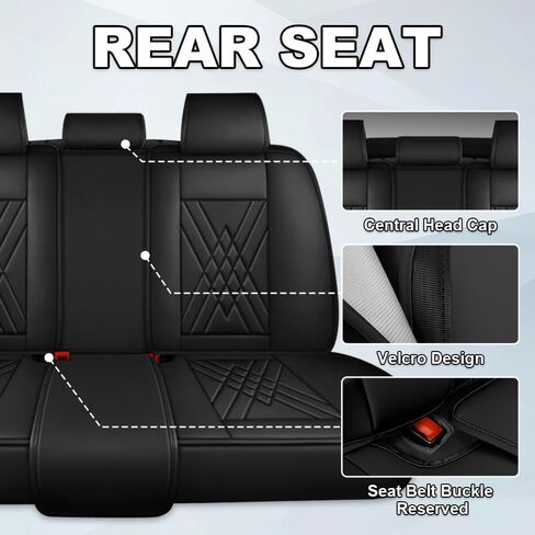 أغطية مقاعد السيارة Kaiweiqin متوافقة مع Honda Accord 1999-2025، واقيات مقاعد جلد نابا مقاومة للخدش (مجموعة كاملة مع وسادة، أسود) in Kuwait