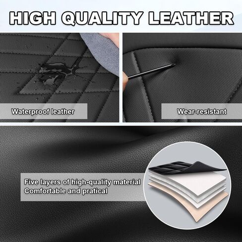 أغطية مقاعد السيارة Kaiweiqin متوافقة مع Honda Accord 1999-2025، واقيات مقاعد جلد نابا مقاومة للخدش (مجموعة كاملة مع وسادة، أسود) in Kuwait