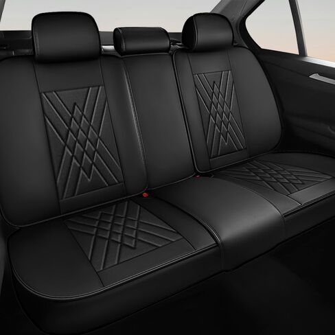 أغطية مقاعد السيارة Kaiweiqin متوافقة مع Honda Accord 1999-2025، واقيات مقاعد جلد نابا مقاومة للخدش (مجموعة كاملة مع وسادة، أسود) in Kuwait