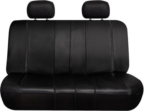 FH Group Full Set of Faux Leather Car Seat Cover Combo with Matching Carpet Floor Mats - Universal Fit, Low Back Seat Covers, Airbag Compatible Covers, Split Bench Rear Seat Cover for SUV, Sedan,Black in Saudi Arabia