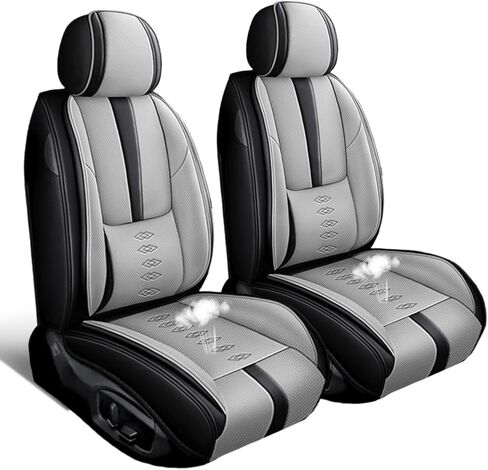 Car Seat Covers 2 Seats Fit for Ford Transit-150 2015-2024 2025,Waterproof Leather Seat Covers,Airbag Compatible,Car Seat Protectors Interior Sets(Front Set,Black&Grey) in Saudi Arabia