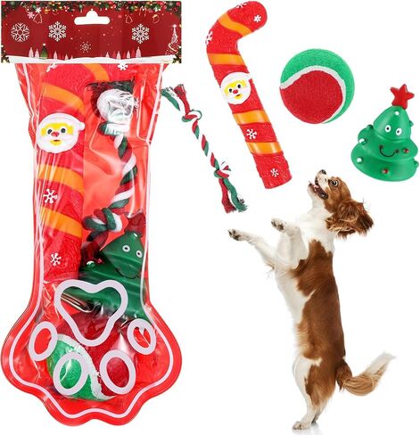 Shappy 5 Set Christmas Cat Toys Cat Christmas Stocking Toys Cat Stocking Stuffers Cat Gift for Christmas Interactive Pet Toys with Santa, Ball, Rope Chew Toys, Stocking Xmas Pet Toys Set in Saudi Arabia