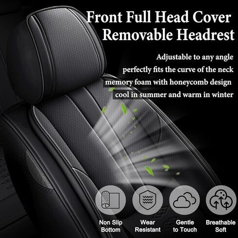 أغطية مقاعد السيارة مقعدين مناسبان لسيارة Ford Transit-150 2015-2024 2025، أغطية مقاعد جلدية مقاومة للماء، متوافقة مع الوسائد الهوائية، مجموعات داخلية لحماية مقاعد السيارة (المجموعة الأمامية، أسود ورمادي) in Saudi Arabia