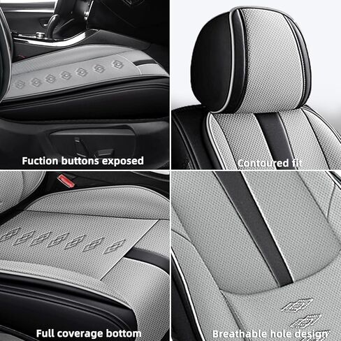 Car Seat Covers 2 Seats Fit for Ford Transit-150 2015-2024 2025,Waterproof Leather Seat Covers,Airbag Compatible,Car Seat Protectors Interior Sets(Front Set,Black&Grey) in Saudi Arabia