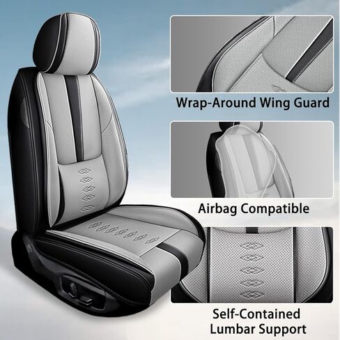 Car Seat Covers 2 Seats Fit for Ford Transit-150 2015-2024 2025,Waterproof Leather Seat Covers,Airbag Compatible,Car Seat Protectors Interior Sets(Front Set,Black&Grey) in Saudi Arabia