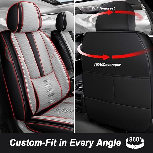 Car Seat Covers 2 Seats Fit for Ford Transit-150 2015-2024 2025,Waterproof Leather Seat Covers,Airbag Compatible,Car Seat Protectors Interior Sets(Front Set,Black&Grey) in Saudi Arabia