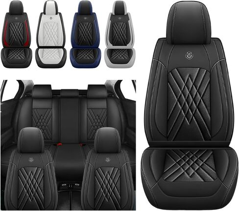 أغطية مقاعد السيارة Kaiweiqin متوافقة مع Honda Accord 1999-2025، واقيات مقاعد جلد نابا مقاومة للخدش (مجموعة كاملة مع وسادة، أسود) in Kuwait