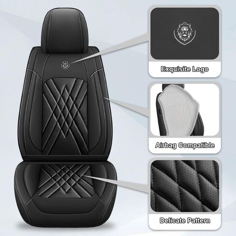 أغطية مقاعد السيارة Kaiweiqin متوافقة مع Honda Accord 1999-2025، واقيات مقاعد جلد نابا مقاومة للخدش (مجموعة كاملة مع وسادة، أسود) in Kuwait