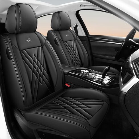 أغطية مقاعد السيارة Kaiweiqin متوافقة مع Honda Accord 1999-2025، واقيات مقاعد جلد نابا مقاومة للخدش (مجموعة كاملة مع وسادة، أسود) in Kuwait