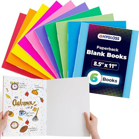 كتب Hygloss فارغة - 20 حزمة - 8.5 بوصة × 11 بوصة A4 كتب فارغة ذات غلاف ورقي أسود للأطفال لكتابة القصص، رسومات الشعار المبتكرة، الفنون والحرف اليدوية - دفتر رسم عادي، مجلة غير مبطنة، دفتر ملاحظات بدون خطوط in Saudi Arabia