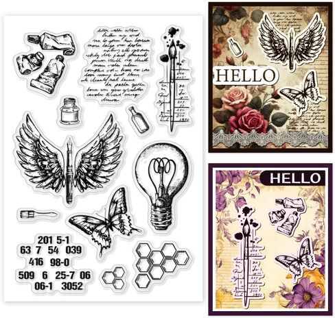 1 Sheet Clear Stamp, Mushroom Retro Rubber Clear Stamps Transparent Silicone Stamps Seal for DIY Scrapbooking Card Making Decoration, 6.3x4.3 Inches in Saudi Arabia