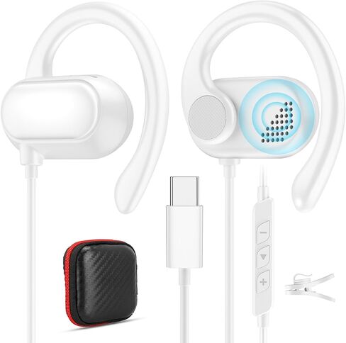 USB Type C Headphone Open Air Adjustable Over Ear Hook Lightweight Headset School Kid Adult Corded Earphone Laptop Wired Earbuds for iPhone 16 Pro Max 15 for iPad Mini Samsung Galaxy A16 S24 Android in Saudi Arabia