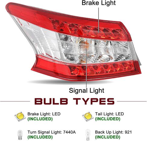 مجموعة مصابيح خلفية JSBOYAT لسيارة 2013 2014 2015 Nissan Sentra LED مصابيح خلفية خلفية للفرامل الخلفية من جانب الركاب الأيمن in Kuwait