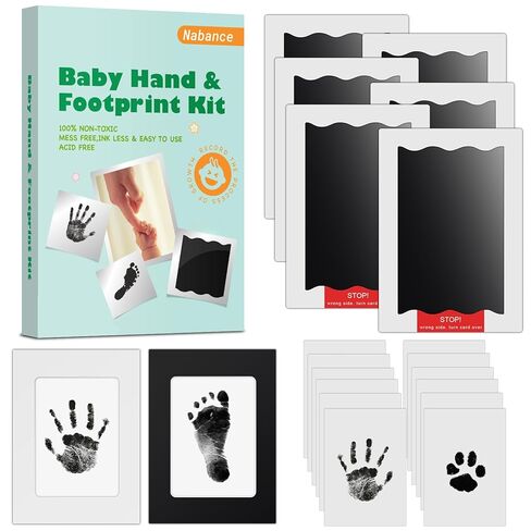 Nabance Inkless Baby Hand and Footprint Kit, Safe No Mess Ink Pad for Baby Hand and Footprints, 2 Inkless Print Pads with 2 Photo Frames, 4 Imprint Cards, Clean Touch Ink Pad for Baby Family Keepsake in Kuwait