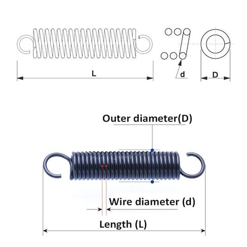 Cgshop-Compressed Spring Wire Diameter 2mm * Outer Diameter 12-25mm * Length 35-100mm Tension Spring with Hook End, 1 Pcs, Good Elasticity and More Durable(60mm,16mm) in Saudi Arabia