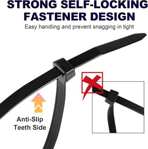 Zip Ties, RAZCC 1200pcs Black Cable Zip Ties 16 Inch, Heavy Duty Plastic Wire Ties with 70lb Tensile Strength, Self-Locking Black Nylon Tie Wraps for Indoor and Outdoor in Saudi Arabia