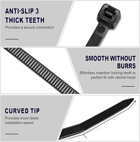 Zip Ties, RAZCC 1200pcs Black Cable Zip Ties 16 Inch, Heavy Duty Plastic Wire Ties with 70lb Tensile Strength, Self-Locking Black Nylon Tie Wraps for Indoor and Outdoor in Saudi Arabia