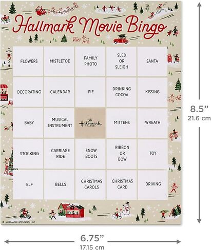 Hallmark Channel Christmas Movie Bingo Game Pad (6 Designs, 102 Sheets) Gift for Fans in Saudi Arabia