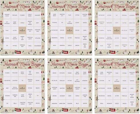 Hallmark Channel Christmas Movie Bingo Game Pad (6 Designs, 102 Sheets) Gift for Fans in Saudi Arabia