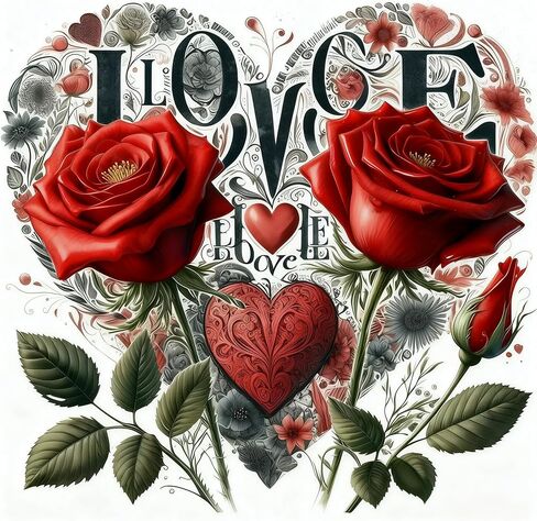 AuraDraw Valentine's Day Diamond Art Painting Kits for Adults - Rose Diamond Painting Kits for Adult Beginners, 5D Love Full Drill Paint with Diamond Dot Gem Art Painting for Home Decor 14×14inch in Kuwait